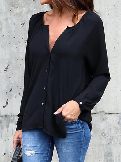 Women Half Sleeve V-neck Solid Color Dress