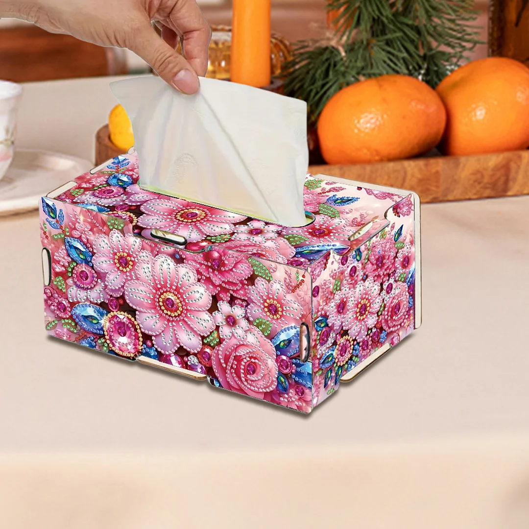 Flower DIY Diamond Art Paper Towel Holder for Home and Office Decoration