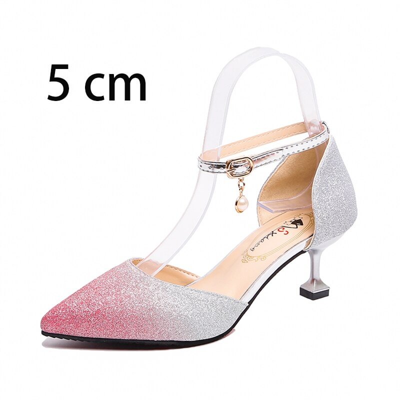 Fashion Buckle Crystal Bling Pumps Women Elegant Thin High Heel Point toe Party Wedding Shoes Woman Stiletto Sexy Bridal Sandals