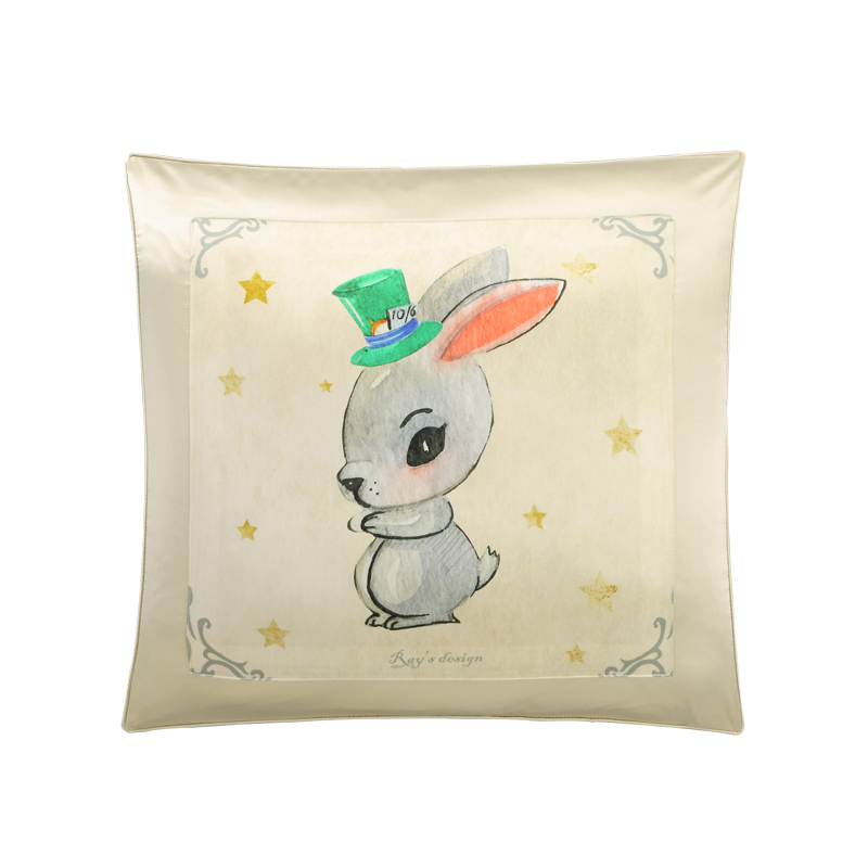 Bunny Printed Decorative Cushion Silk Pillowcase Details