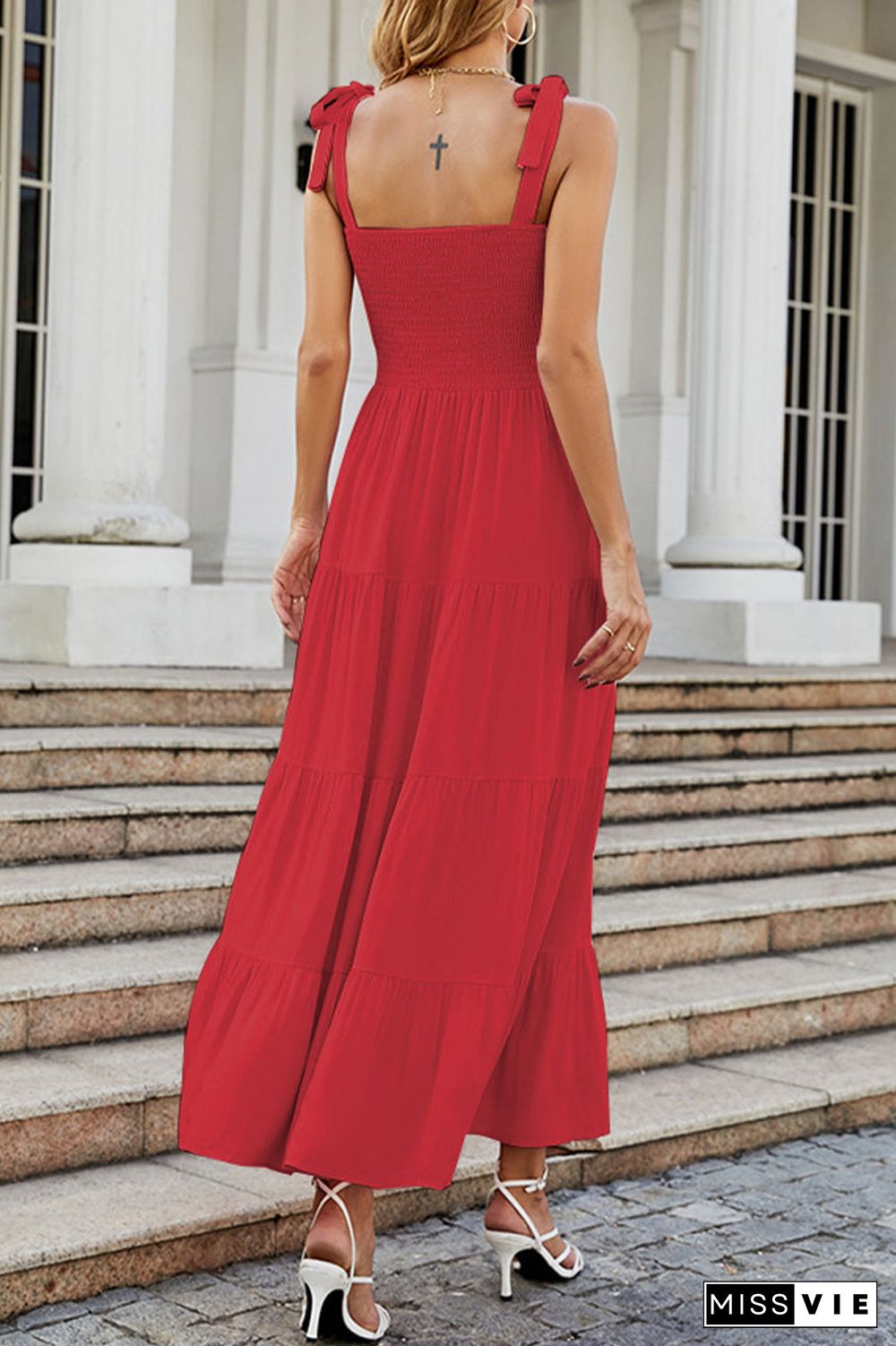 Fashion Street Dot Patchwork Spaghetti Strap Printed Dresses