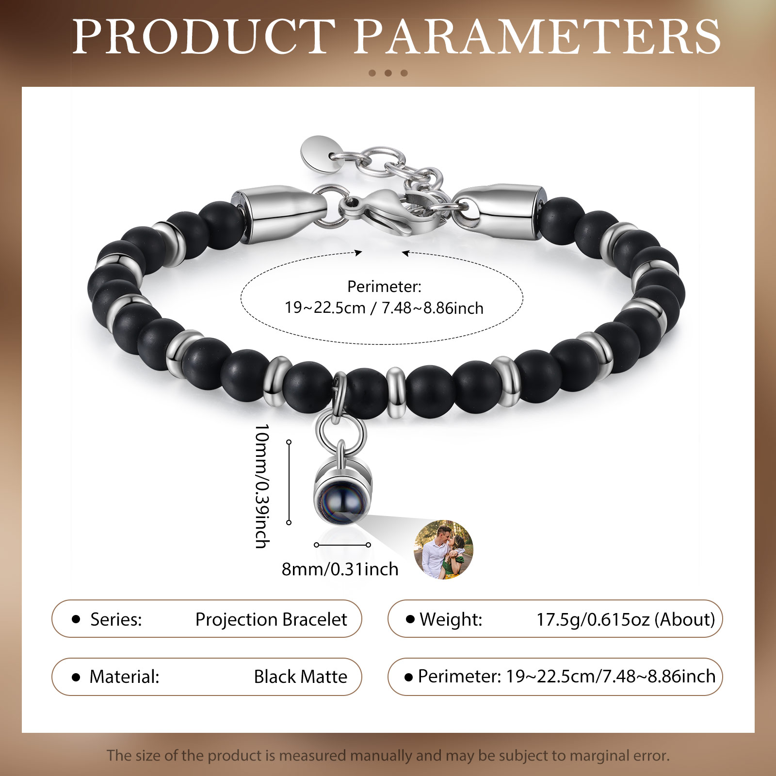 Braccialetto con proiezione personalizzato foto coppia amore Valentine 