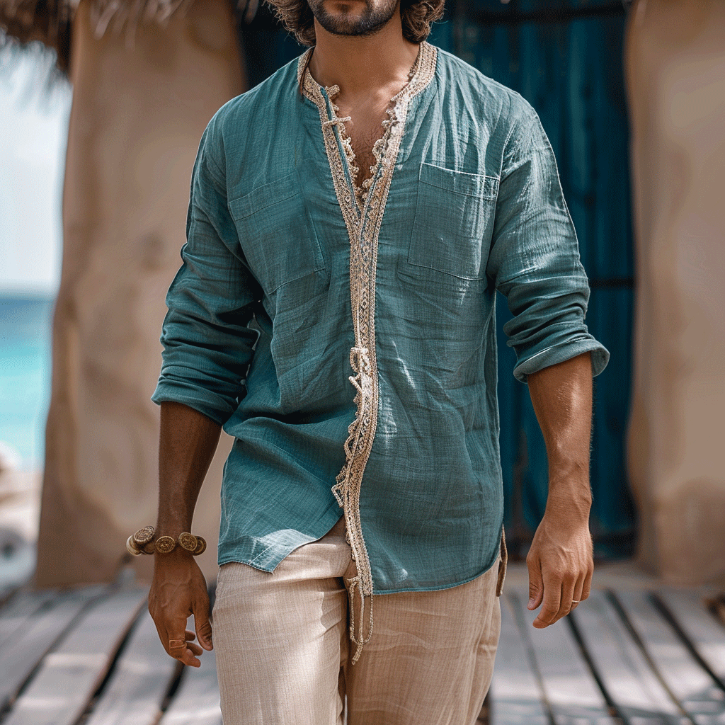 Men's Ethnic Linen Shirt-inspireuse