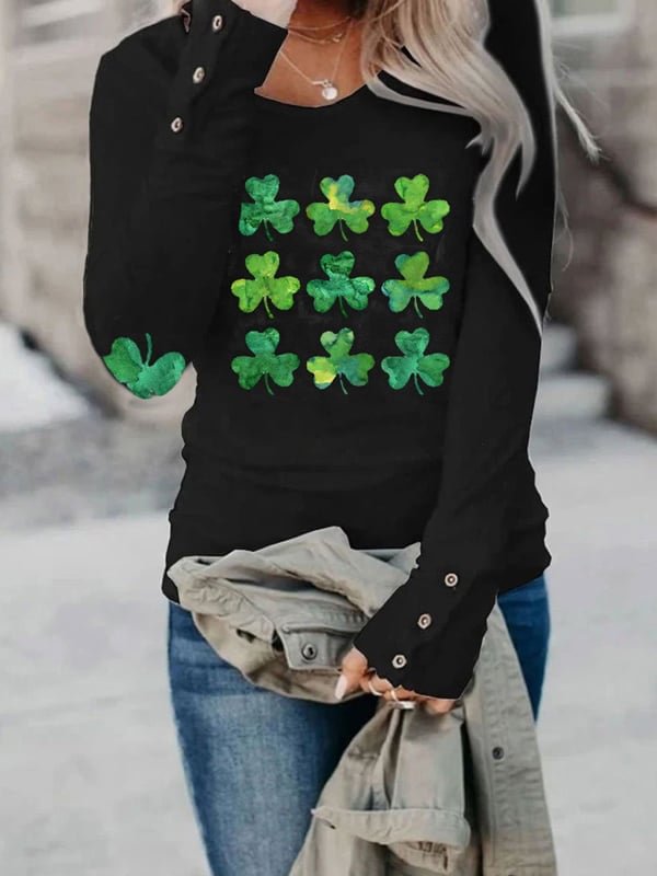🔥Buy 2 Get 5% Off🔥Women's St. Patrick's Day Shamrock Print  Long sleeve T-shirt