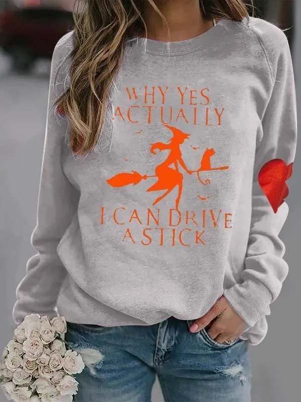 Women's Long Sleeves Round Neck Graphic Printed Top