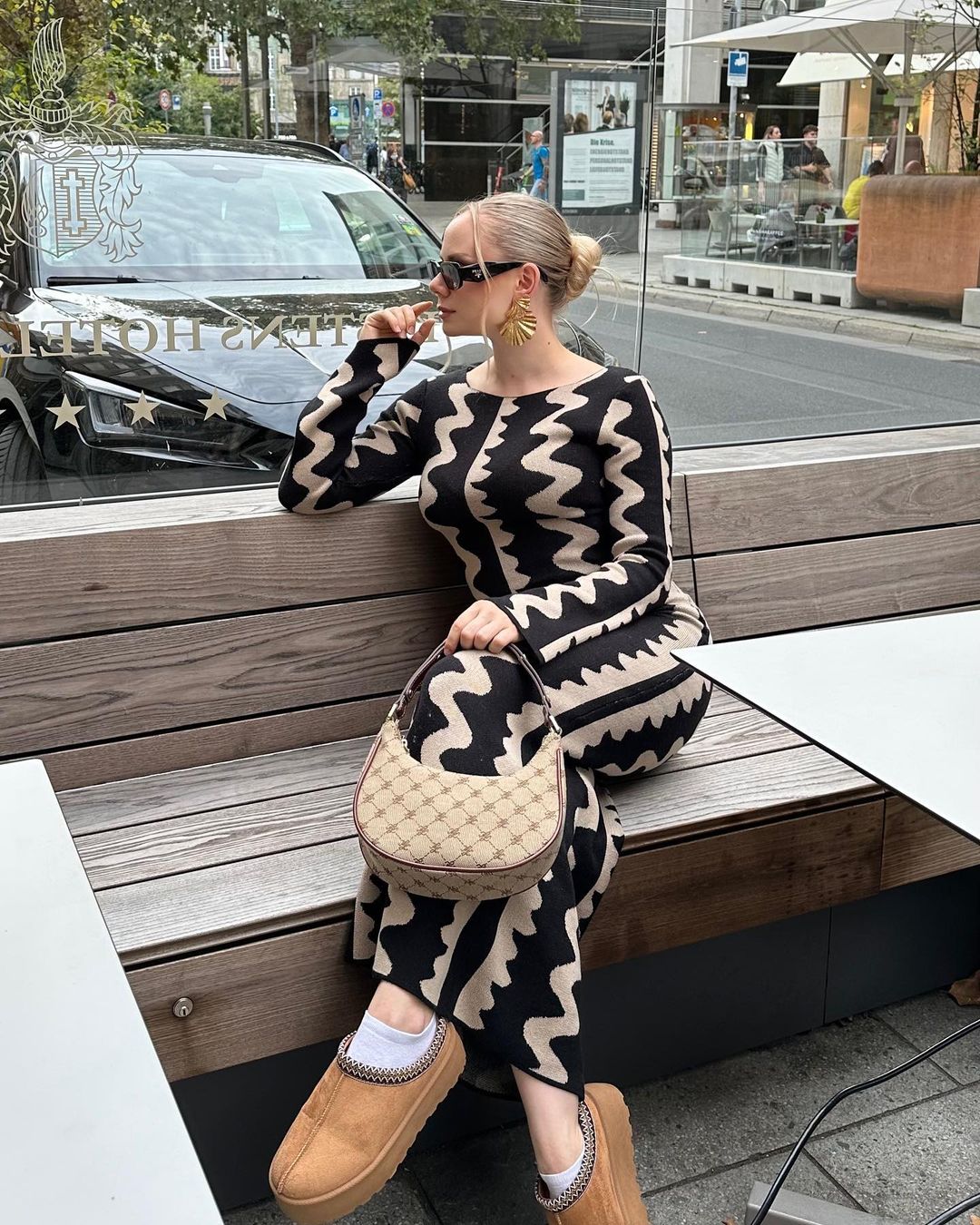 Ootddress Striped Contrast Color Knit Maxi Bodycon Dress Boho High Waisted Hollow Out Slim Dresses Women Holiday Dresses Vestidos