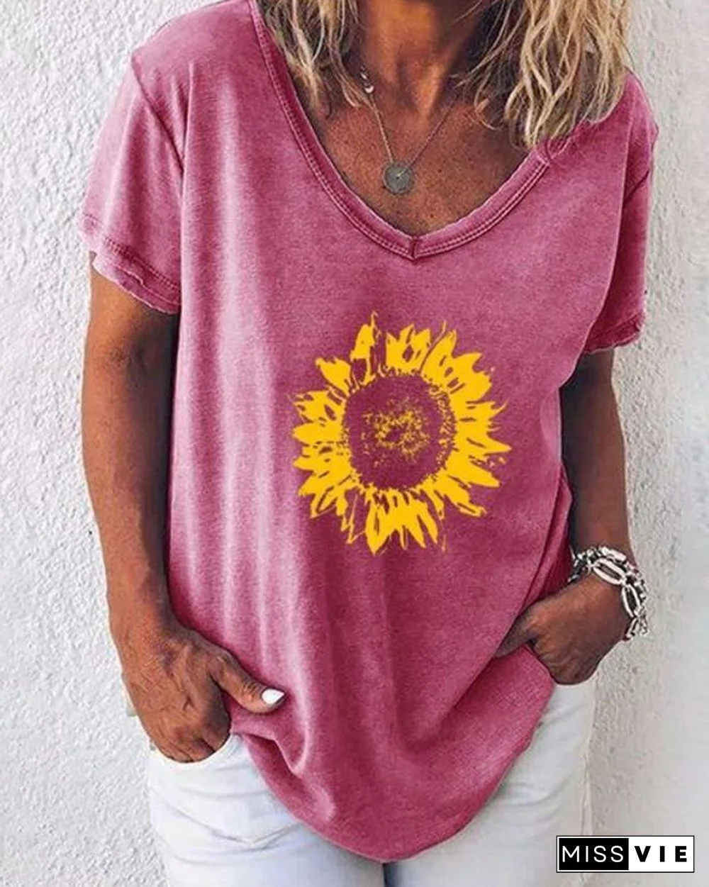 Plus Size Casual Women Printed Holiday Daily Blouse