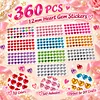  360pcs 12mm Heart Shape DIY Self-Adhesive Gem & Rhinestone Stickers Sparkling Jewel Stickers for Crafts & Decorations