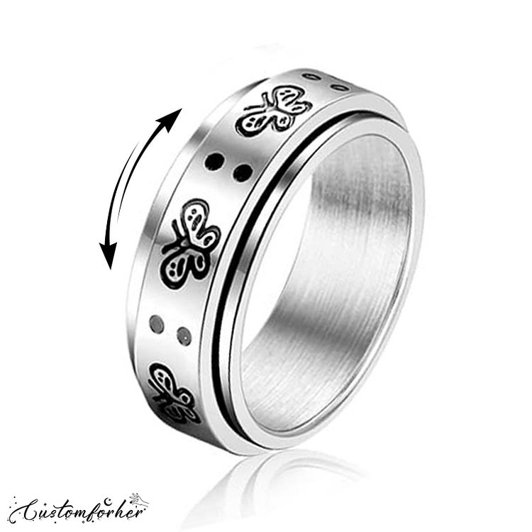 Vintage butterfly rotatable titanium steel ring