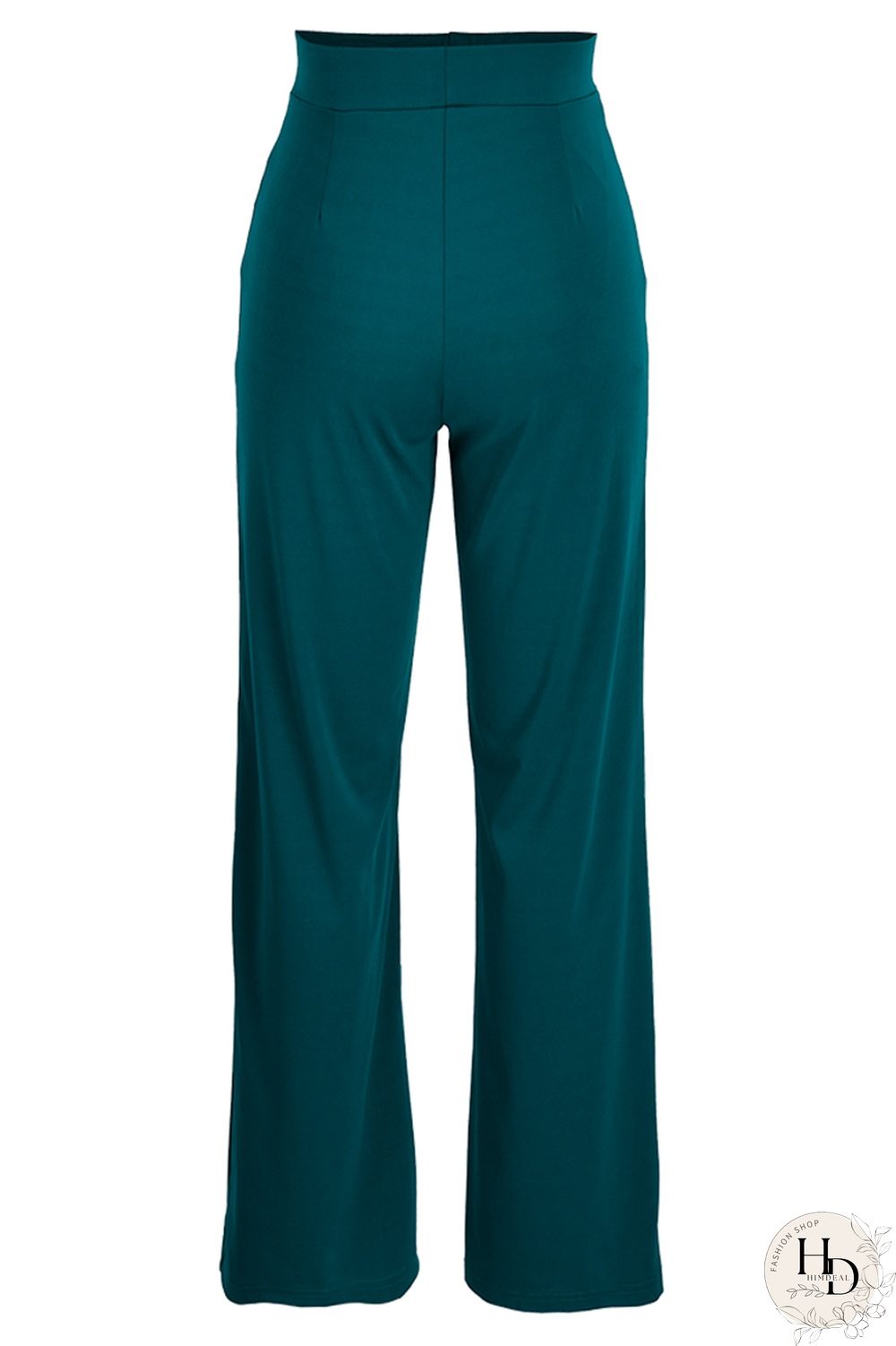 Ink Green Casual Solid Patchwork Boot Cut High Waist Speaker Solid Color Bottoms