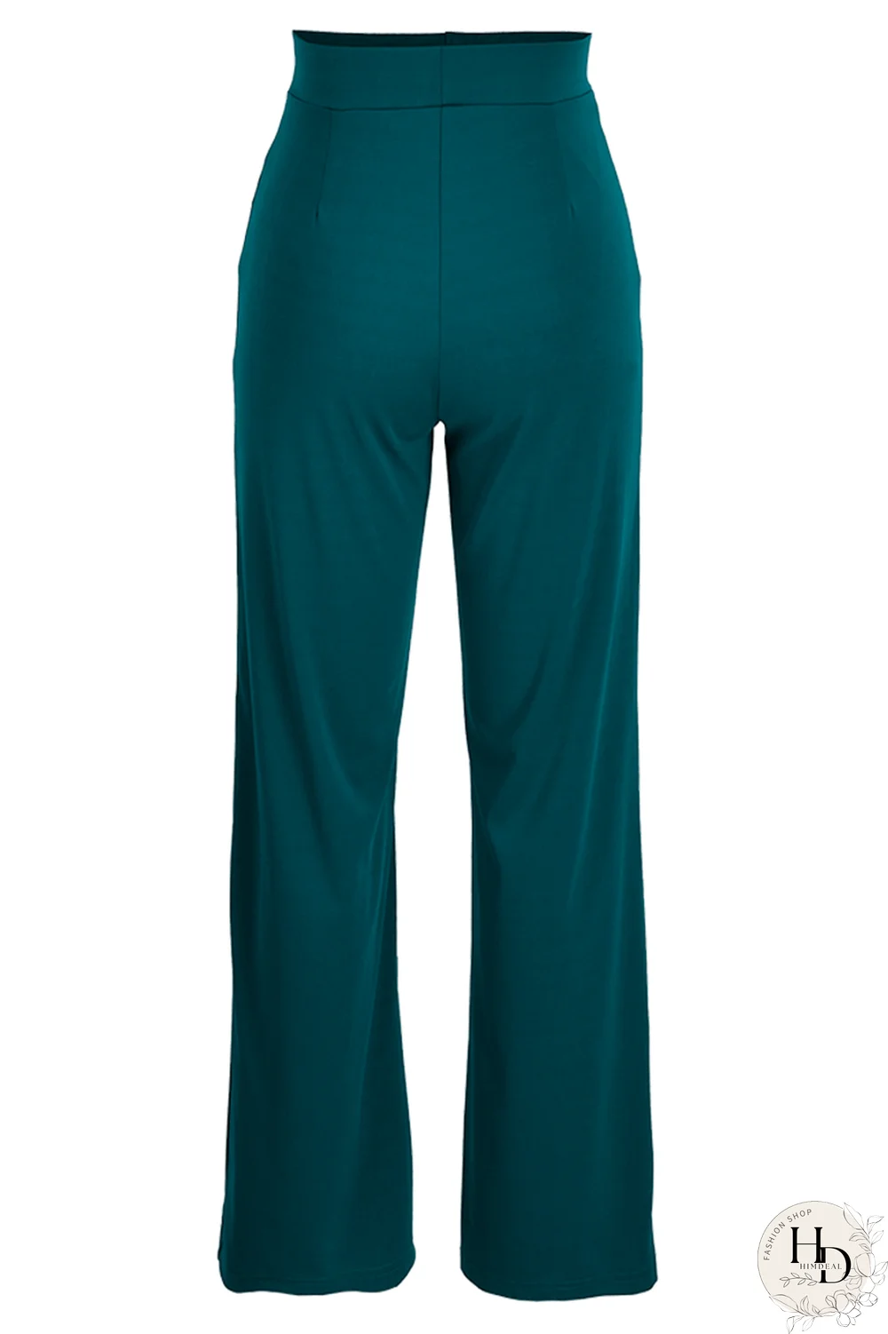 Ink Green Casual Solid Patchwork Boot Cut High Waist Speaker Solid Color Bottoms