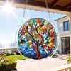 (18.5cm)DIY Acrylic Jigsaw Puzzle Window Hanging with Hanging Chain DIY Stained Glass Decoration Round Window Puzzle Decor for DIY Craft Project (Stained Glass Tree)