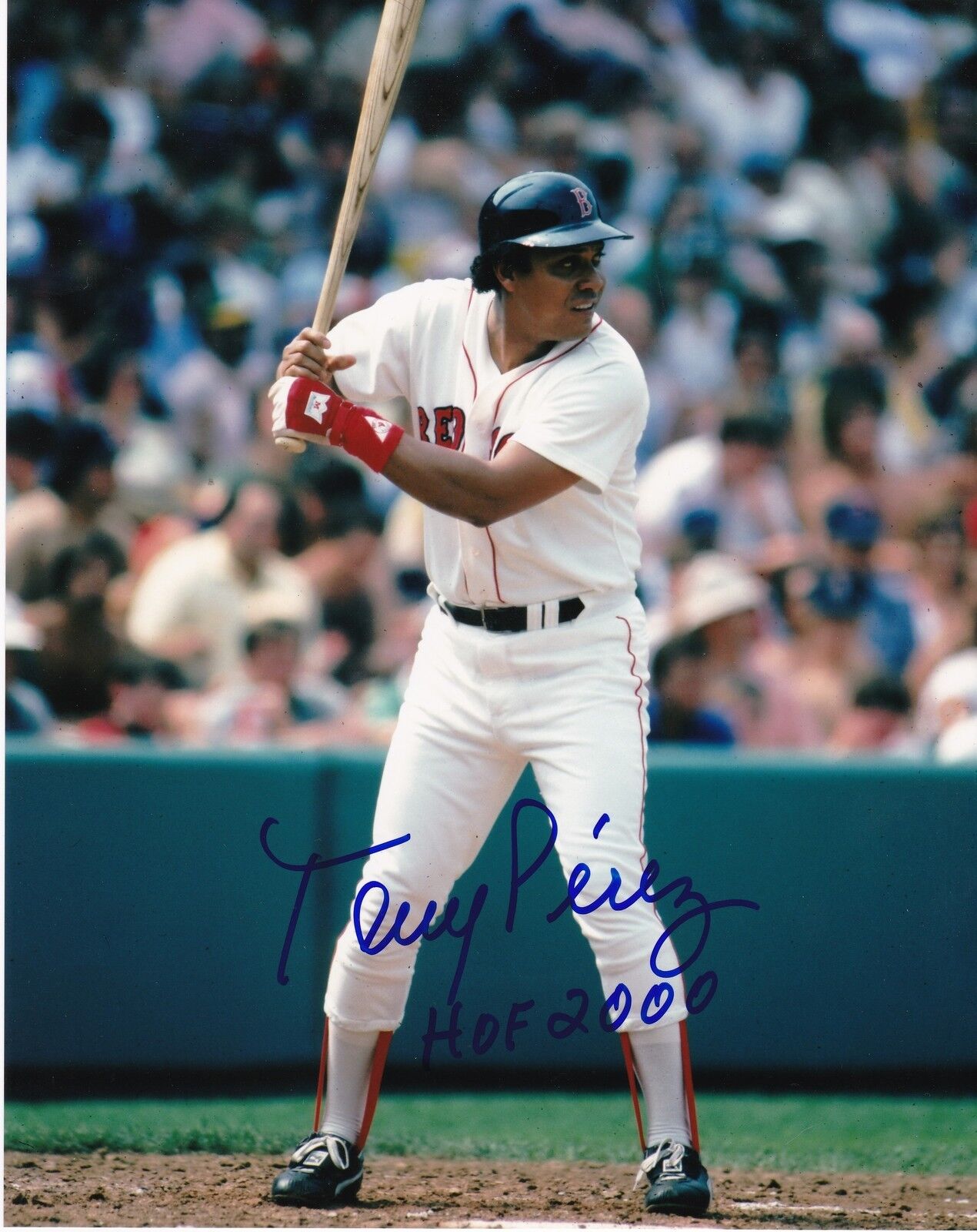 TONY PEREZ BOSTON RED SOX HOF 2000 ACTION SIGNED 8x10