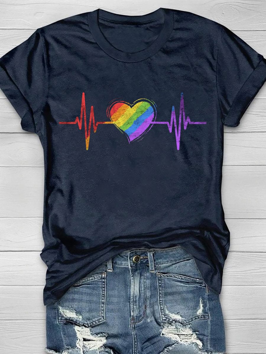 Lovely Lgbt Gay Pride Heartbeat Short Sleeve T-Shirt
