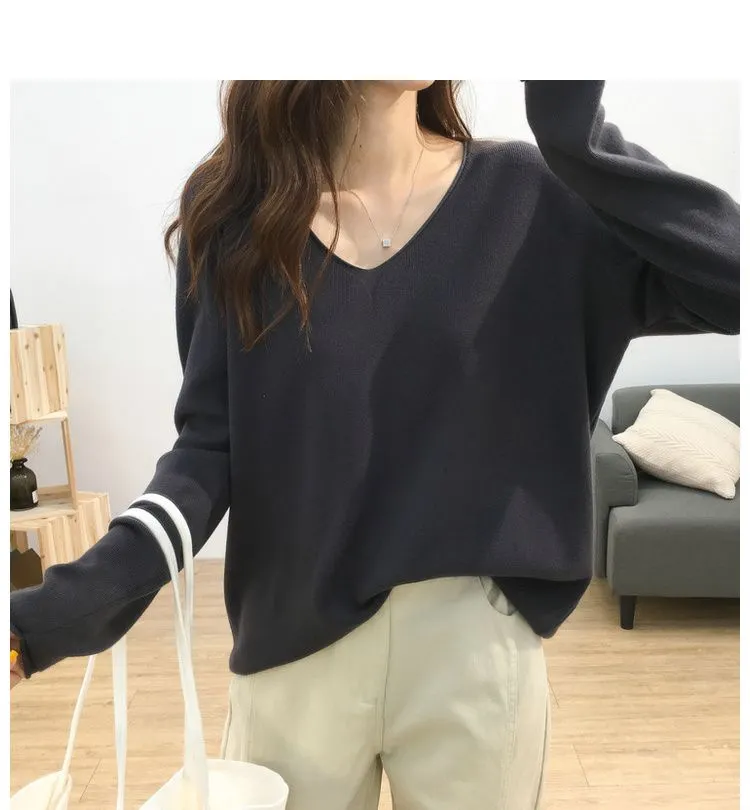 2021 spring autumn new lazy knit oversize sweater women's pullover Korean loose bottoming shirt big sweater