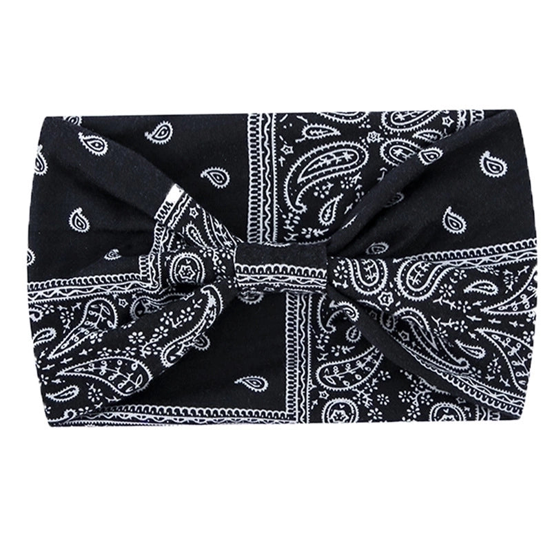 Women Bohemian Style New Stretch Headband Paisley Wide Side Hair Accessories Face Headscarf