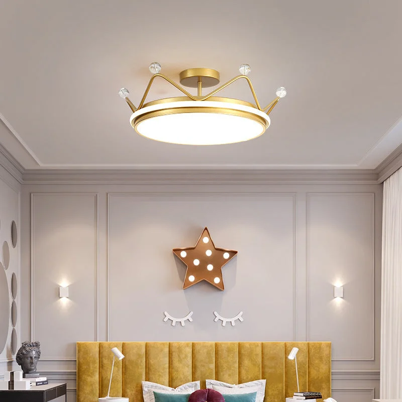 Golden Crown Chandelier Simple Modern Room Lamp