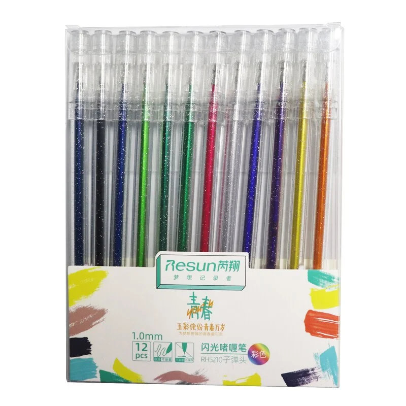 12Pcs/set Kawaii Glitter Color Changing Flash Marker Gel Pen Cute Drawing Pen Highlighter For Girl Kids School Art Stationery