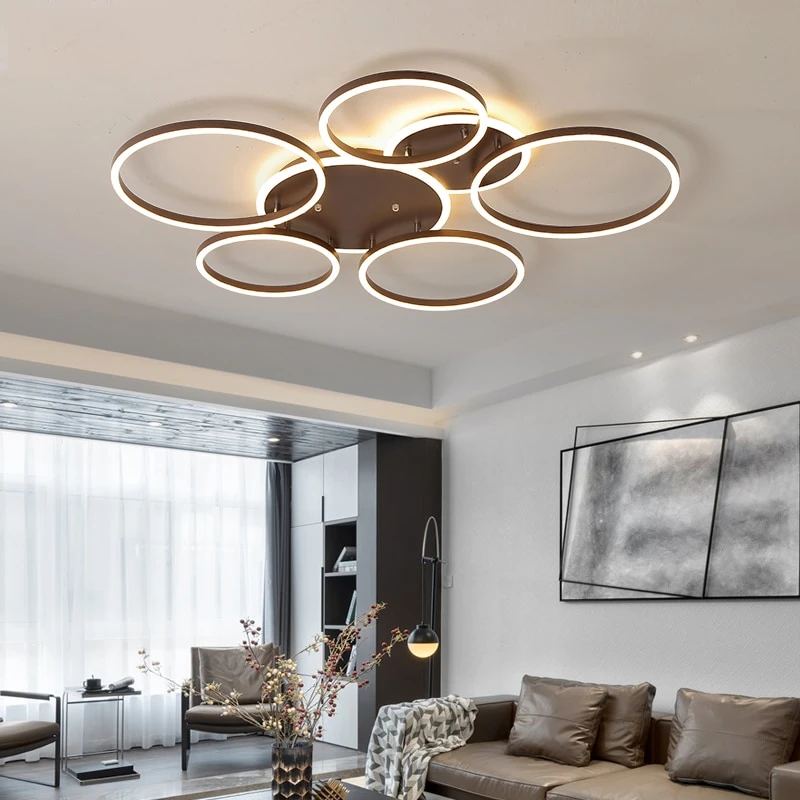 Surface Mounted Led Chandelier White&Coffee Body Modern Led Chandelier ...