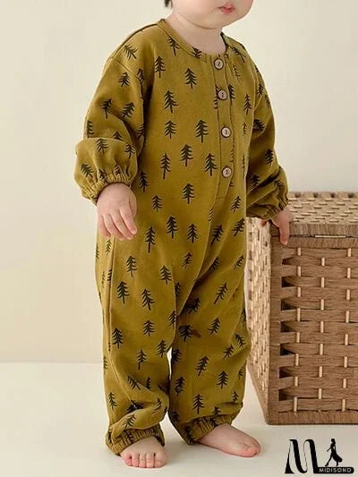 MidiSono - Printed Button Up Dropped Shoulder Jumpsuit