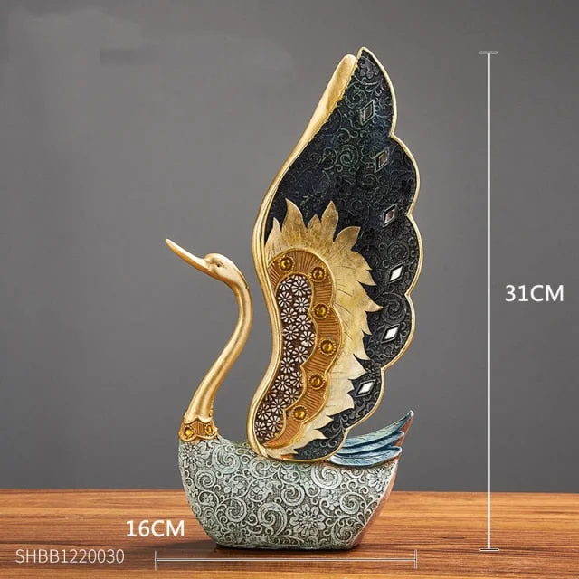 Resin Couple Swan Statue Decoration Home Decoration Crafts Wedding Gift Desk Art Figurine Bedroom Decor Home Decor Accessories