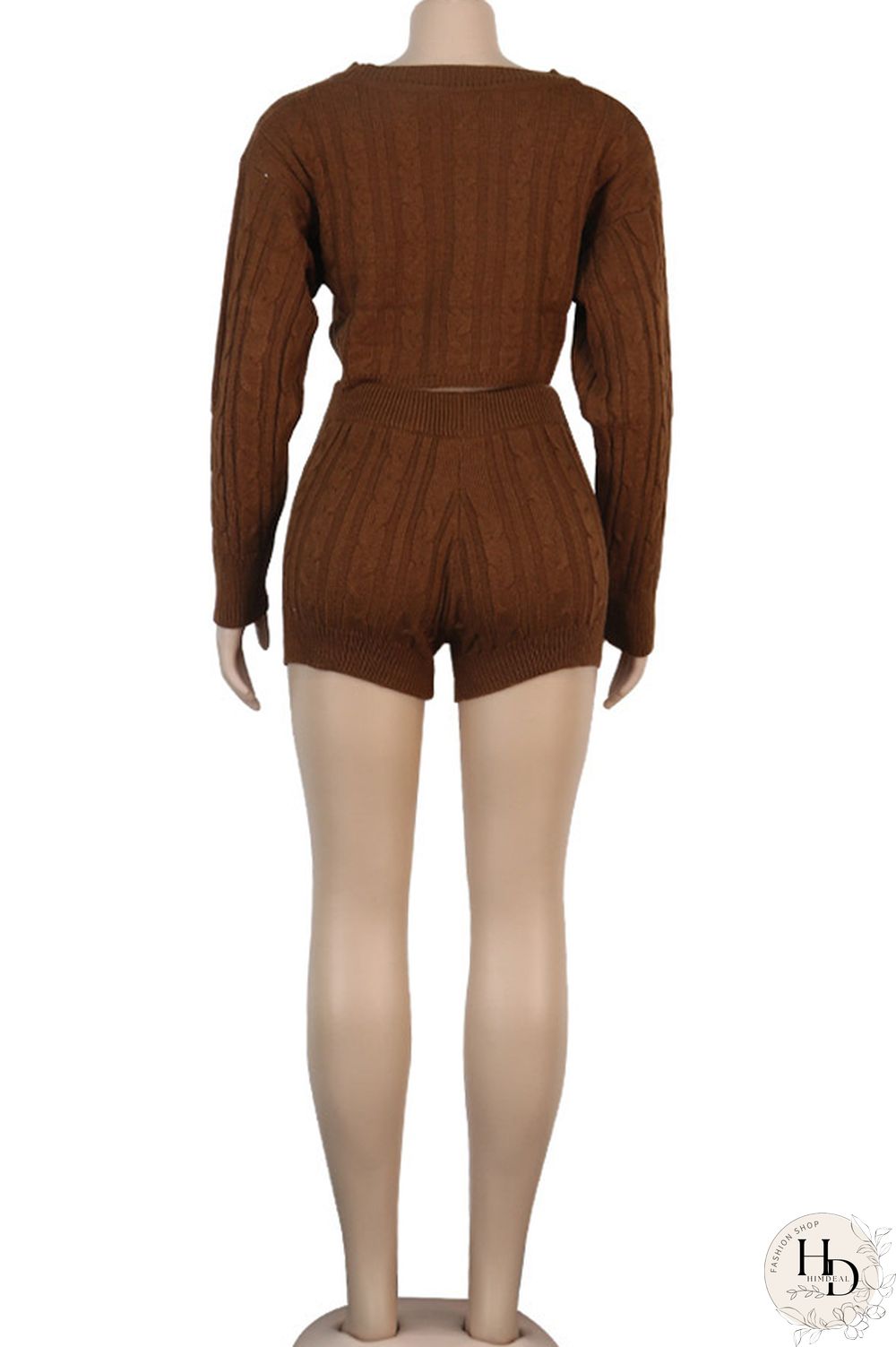 Orange Wool Europe and America Solid Two Piece Suits pencil Long Sleeve Two-Piece Short Set