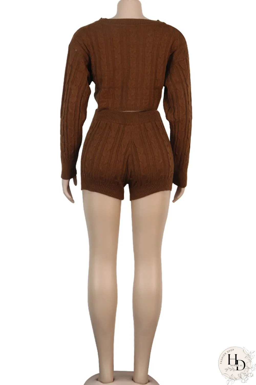 Orange Wool Europe and America Solid Two Piece Suits pencil Long Sleeve Two-Piece Short Set