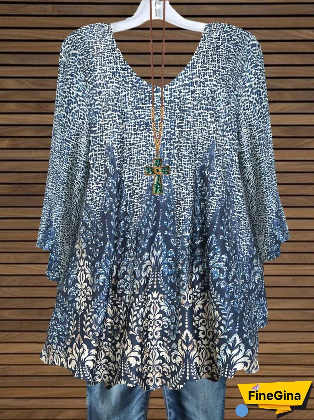 Women Half Sleeve V-neck Floral Printed Top Dress
