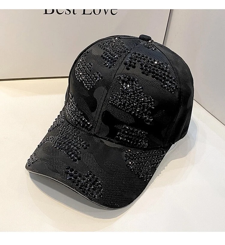Rhinestone summer Womens Baseball Cap Outdoor Cotton Sun Hat for Women