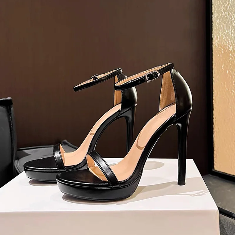 Breakj Breakj New Cabinet With The Same High Heels With 10Cm Fine Heel Bare Color Waterproof Table Sandals Black