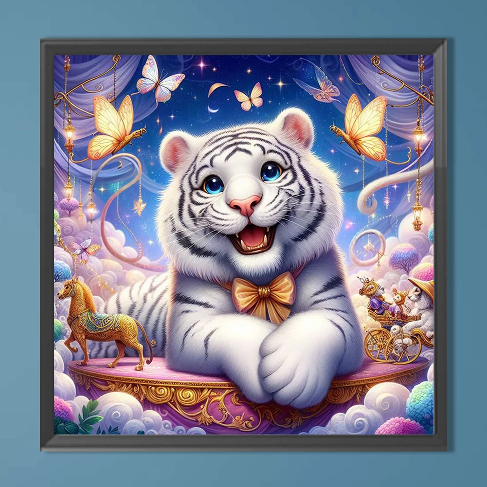 Diamond Painting - Full Round Drill - Flower Tiger(Canvas|40*40cm)