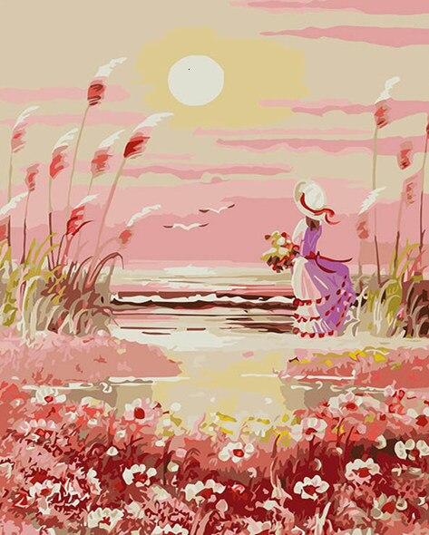 

Pink Beach – Paint By Numbers - 40*50CM, 501 Original