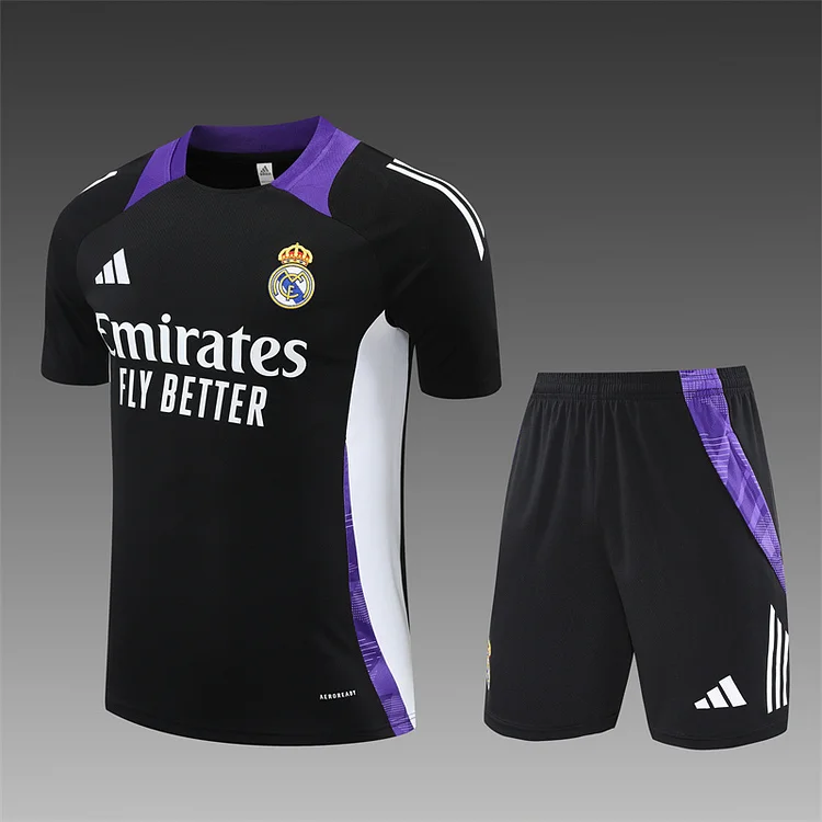 2024-25 Real Madrid black and purple short-sleeved training jersey