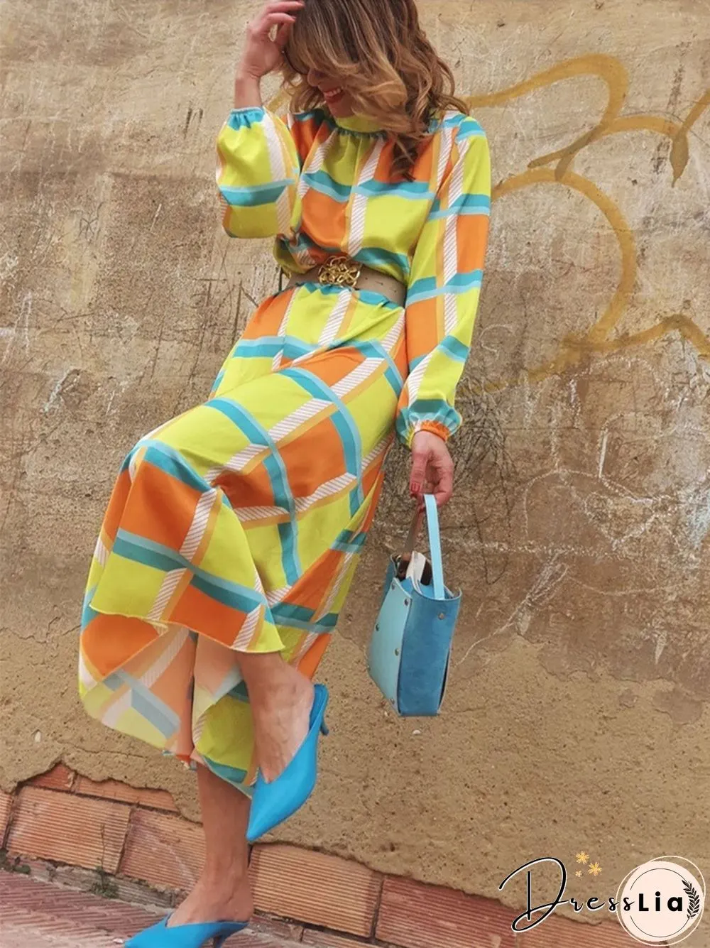 Casual and Loose Print A-line Dress with Waist Reduction