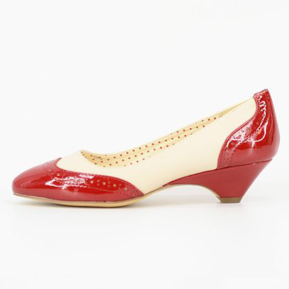 Red & White Patent Leather Pointed Toe Stiletto Heel Pumps Nicepairs