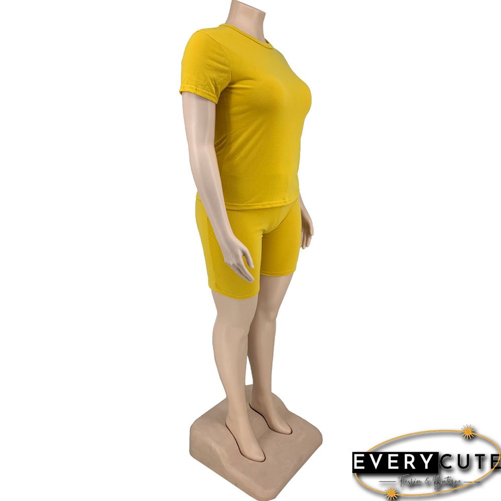 Plus Size Summer Casual Solid Color Short Sleeve Round-neck T-Shirt