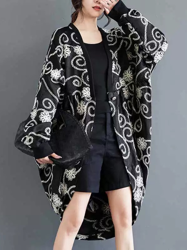 Loose Jacquard Weave V Neck Outwear