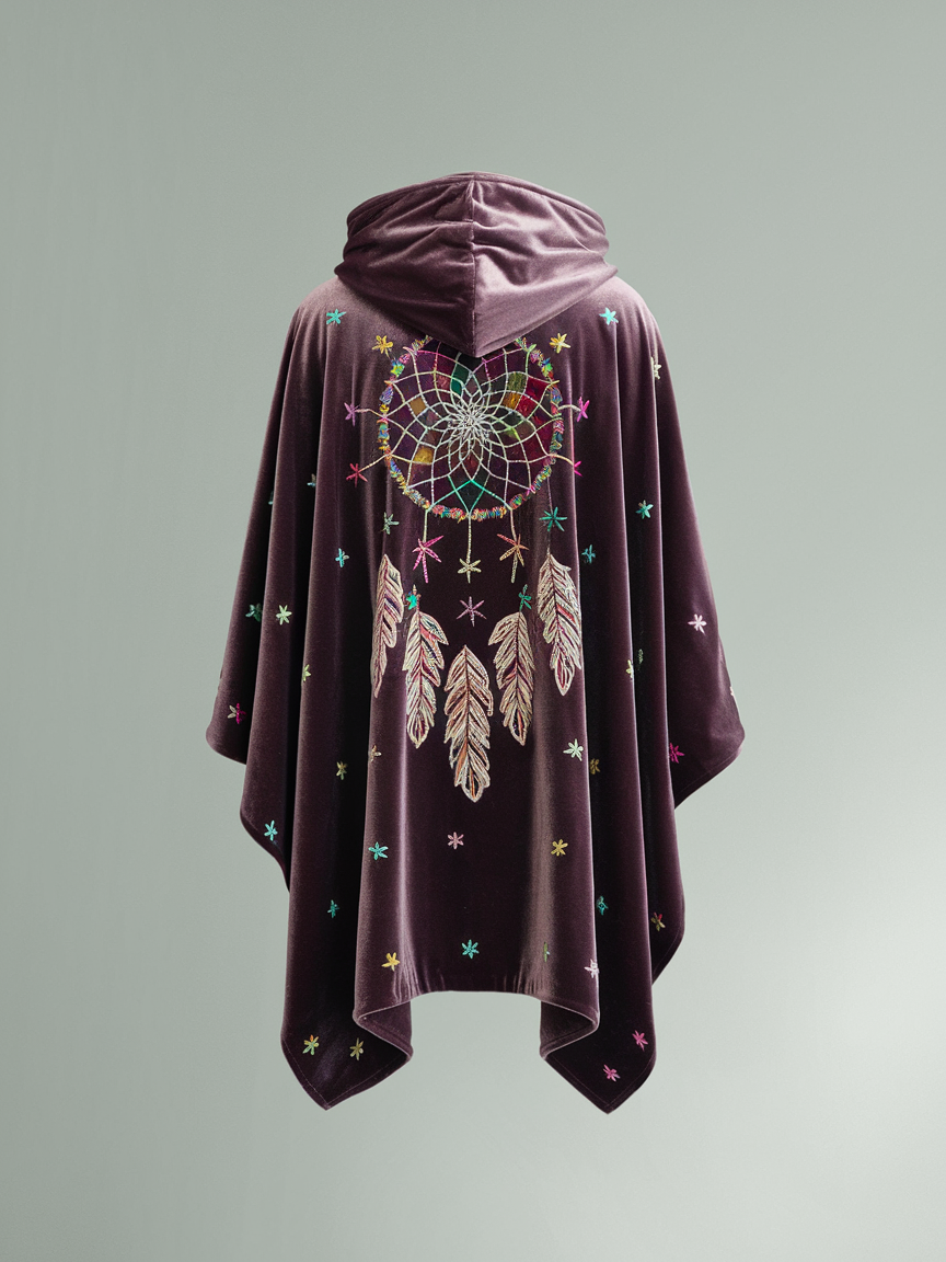 Dreamcatcher embroidered astrological hooded cape ba90