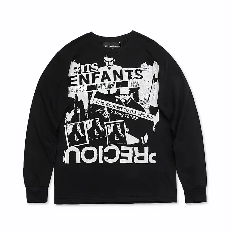 ERD Sweatshirt Farewell to the Ground Printed Punk Rock round Neck Long Sleeve T-shirt