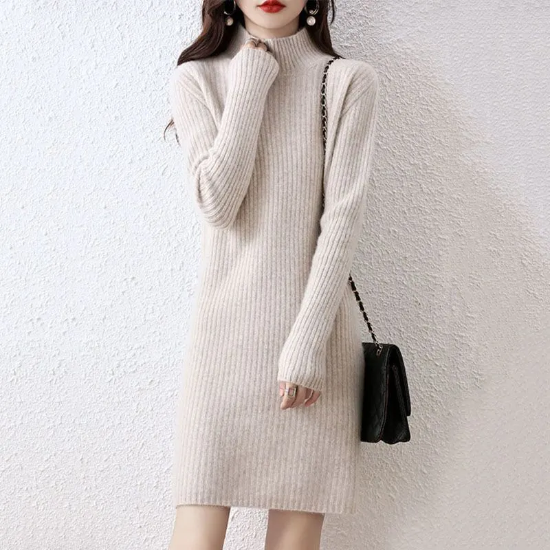 Churchf Churchf Winter Money Small Slim Show Thin Bottom Shirt To Keep Warm Simple Pure Color Shirt Female Half High Collar Long Sweater