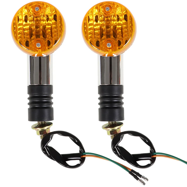 SEBLAFF 2PCS Chrome Amber 12V Turn Signal Lights Front Rear Blinker Indicator Lights