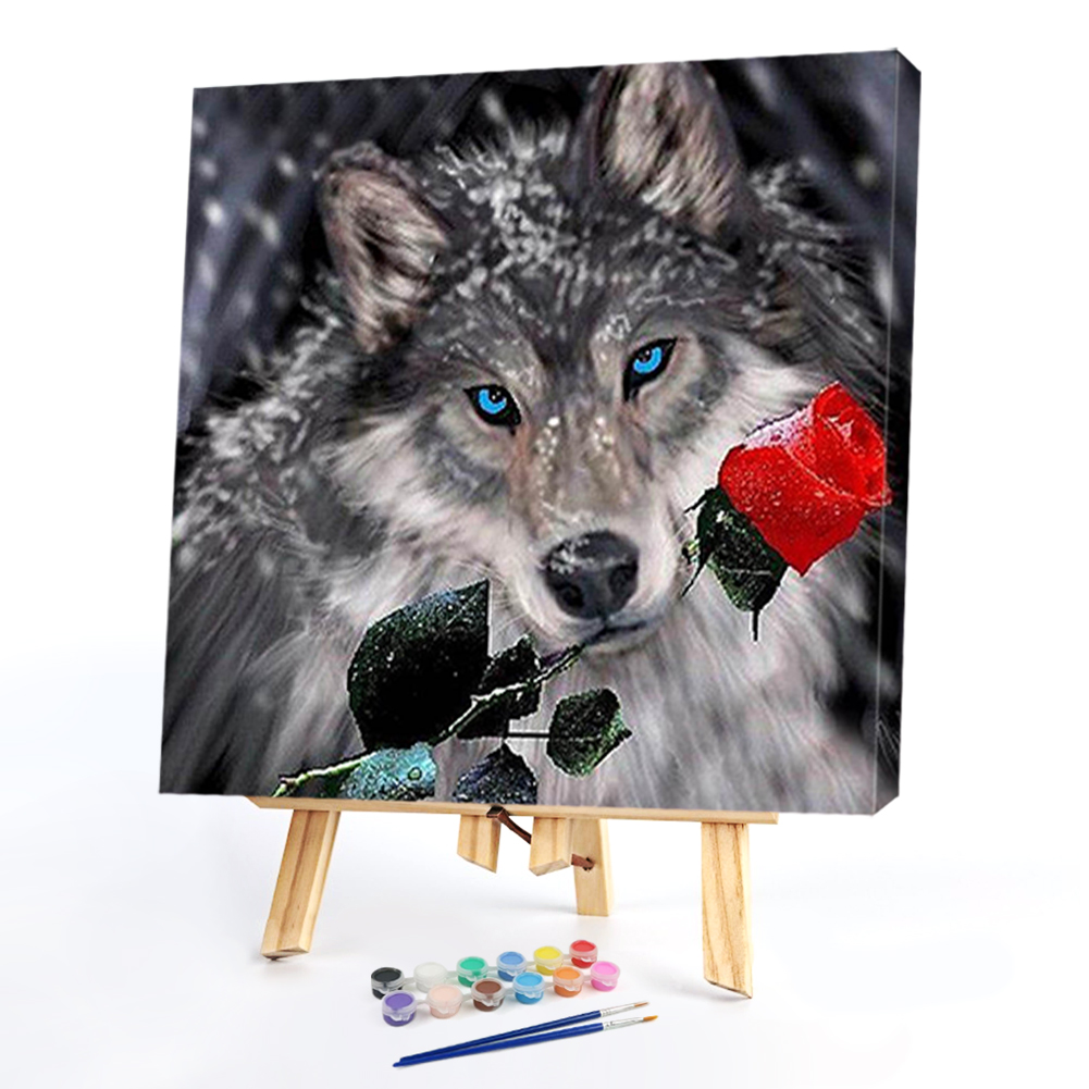 

40*40CM - Paint By Numbers - Wolf in Rose, 501 Original