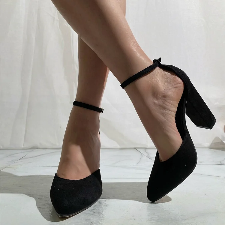 Black Closed Toe Ankle Strap Chunky Sandals Vdcoo