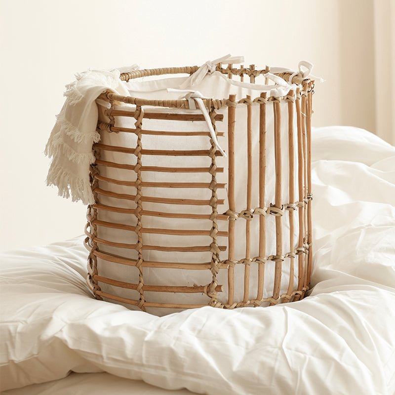 Nordic Handmade Rattan Laundry Storage Basket For Bathroom