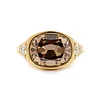 18K Yellow Gold Vintage Ring with 4.51ct Elongated Old Mine Cut Brown Lab Diamond and Old European Side Stones