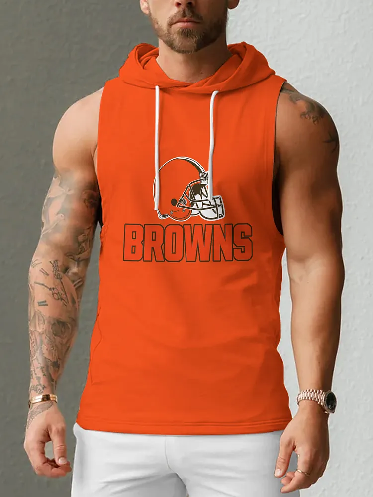 Cleveland Browns Men's  Casual Comfy Sleeveless Hooded Tank Top