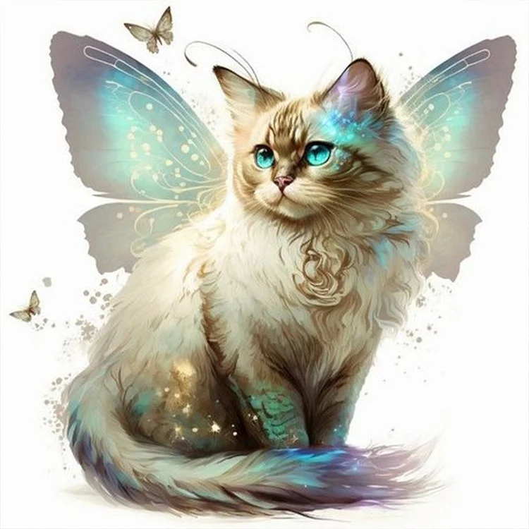 Wings Kitten 30*30CM (Canvas) Full Round Drill Diamond Painting gbfke