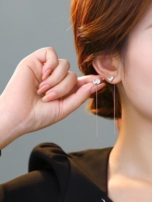 1 Pair Fairy Style Casual Heart Shape Solid Color Inlay Copper Zircon Drop Earrings