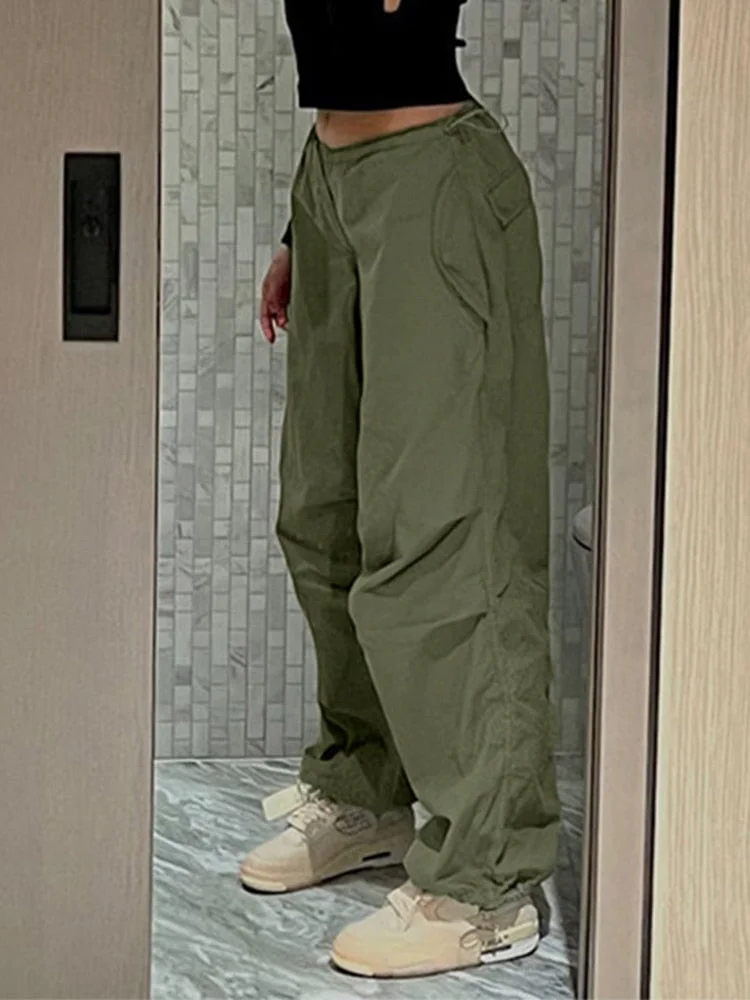 Jacqueline Summer Drawstring Zip Cargo Pants Women y2k clothes Loose Hip Hop Trousers Jogger Fashion Casual Retro Wide Leg Pants