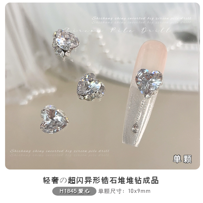 Xinkeke 2pcs Clear Luxury Crystal Nail Art Charms 3D Stacked Zircon Drill Glitter Nail Art Rhinestone Gem DIY Jewelry Manicure Accessory